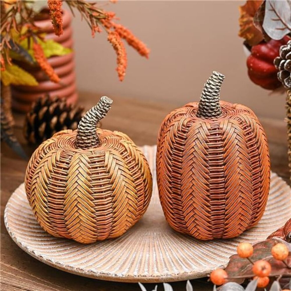 Valery Madelyn Thanksgiving Fall Decoration for Home Pumpkin Decor, 2pcs‎ Resin
